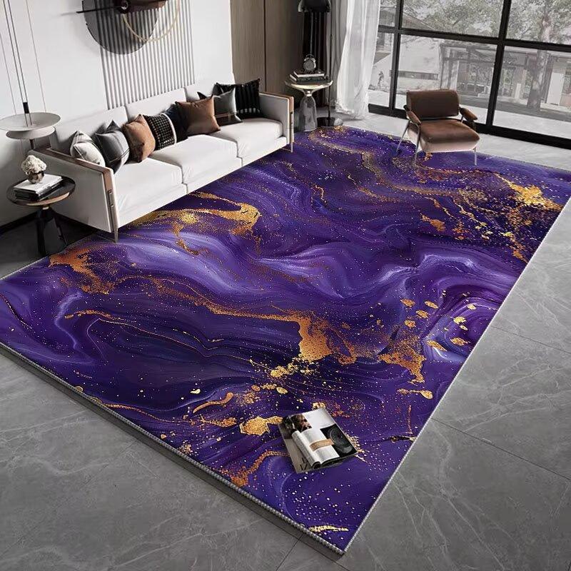 Modern Abstract Blackish Purple Living Room Decor Rug Light Luxury Big Size Gaming Room Carpet Soft Antiskid Tatami Mat Washable