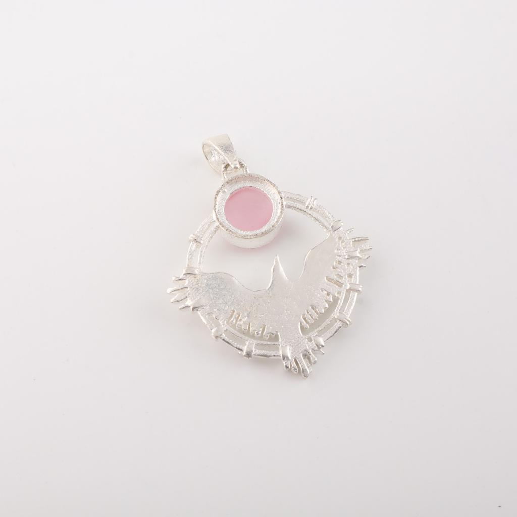 Rare Pink Cat's Eye Gemstone 925 Sterling Silver Jewelry Handmade Pendant 1.43" CP-38-48