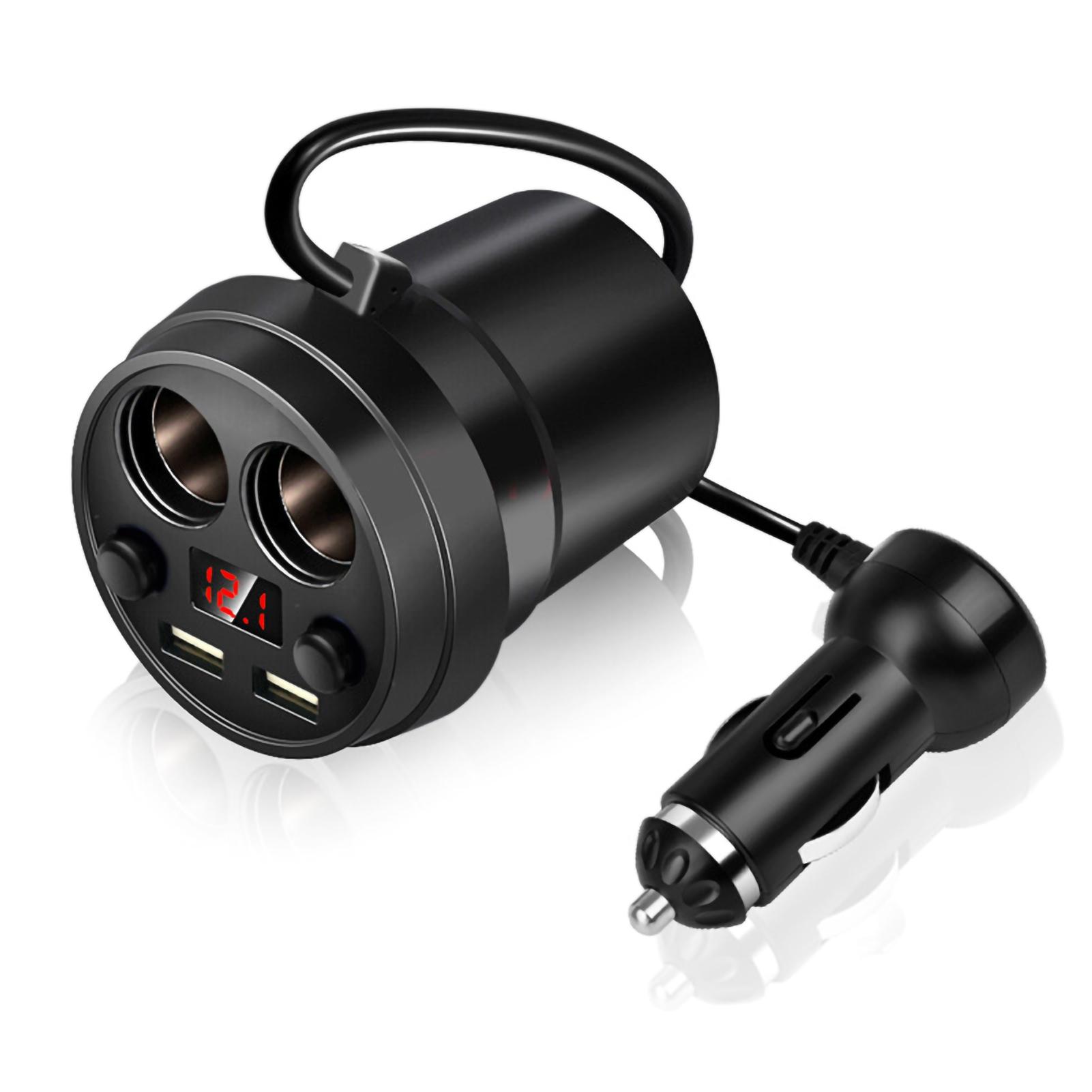 

Cup Dual USB Car Charger with Wire Multifunction Cigarette Lighter for Phone Tablet PC