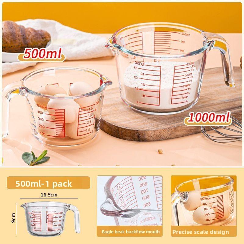 

Жаростойкий мерный стакан из боросиликатного стекла со шкалой, подходит для микроволновой печи, кухонная утварь для детей и выпечки, 350 мл 1000 мл 500ML