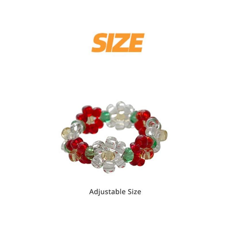 Vibrant Beaded Rings with Elastic Fit Delicate Flower Rings Ideal for Fashion Forward Women and DIY Jewelry Fan