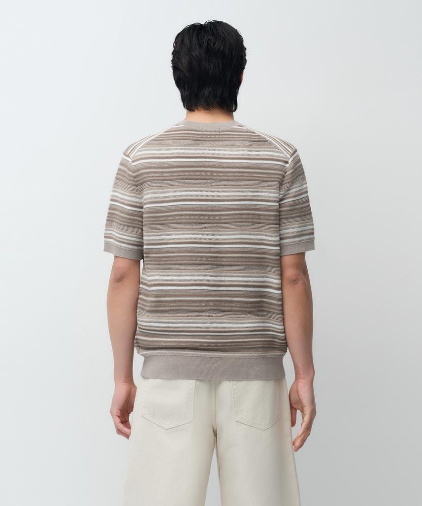 MUSINSA STANDARD Multi-Stripe Short-Sleeve Knit [Mushroom]