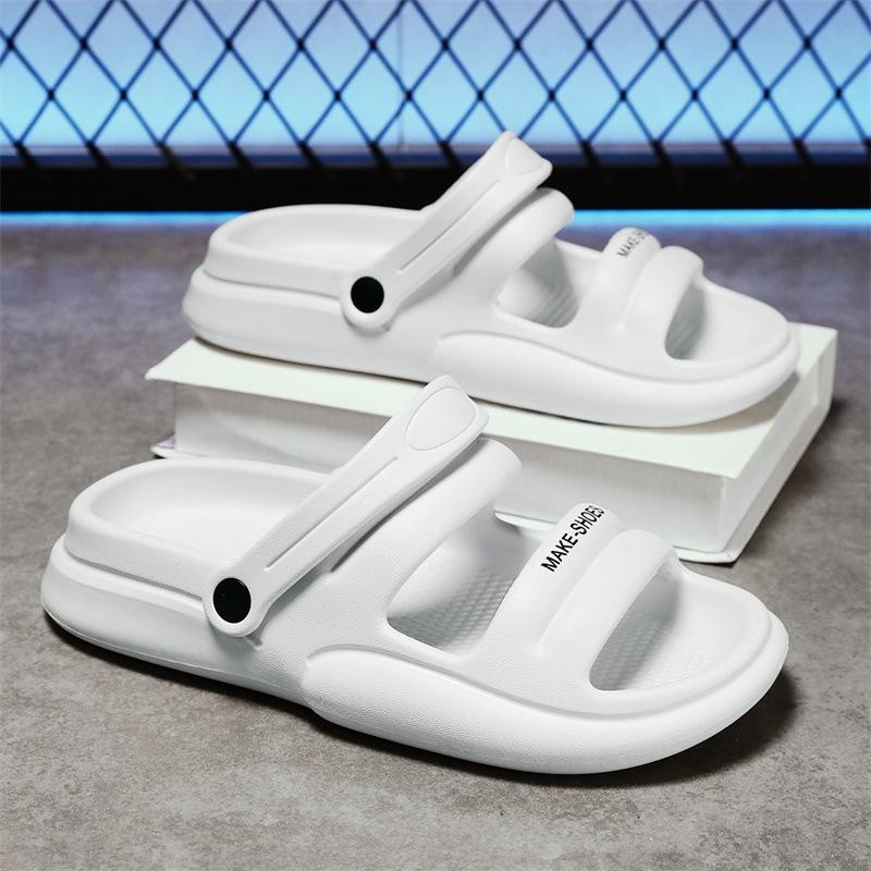 

Мужские тапочки 2025 новые летние повседневные спортивные универсальные, легкие в носке, мужские сандалии тапочки на перемычке 45 белый