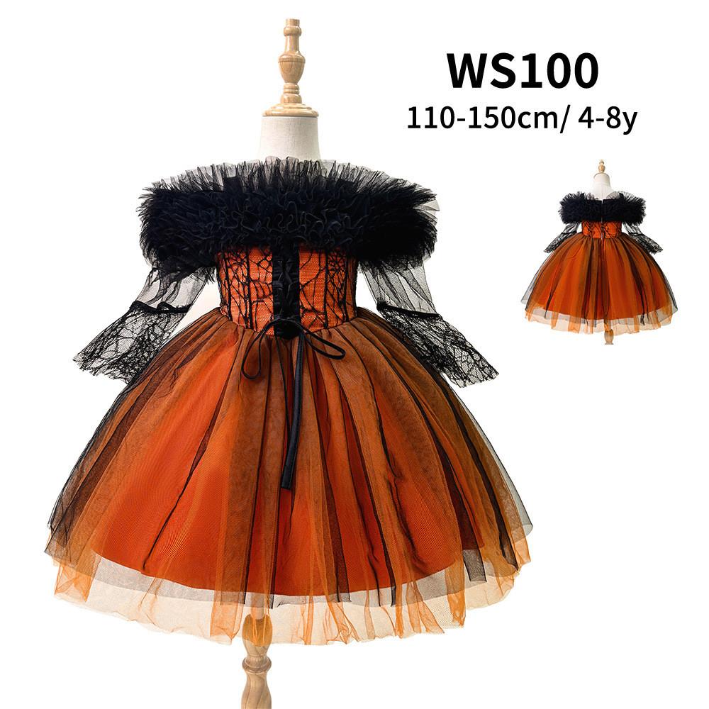 Halloween Princess Dress For Girls With Tulle And Bow For Kids Cosplay Party