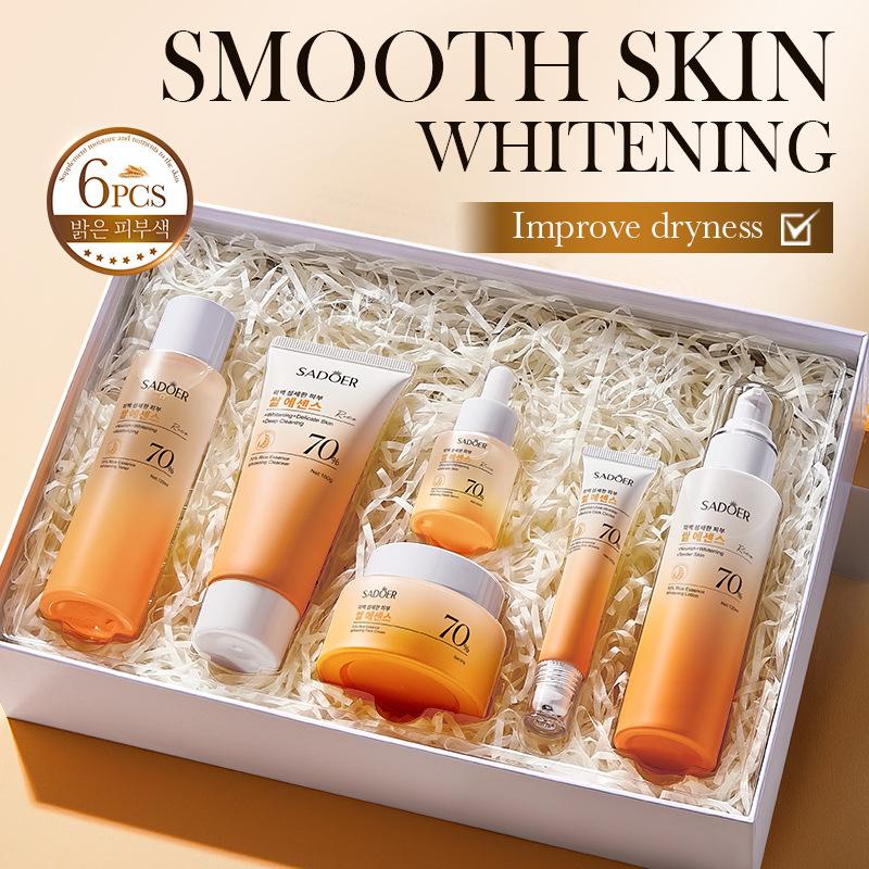 Rice Essence Whitening and Nourishing Repair 6-piece Set, Whitening and Wrinkle Removal Skin Care Product Set, Facial Care