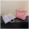 Efficient Striped Tote Bag Large Capacity Shoulder Handbag for Travel Needs