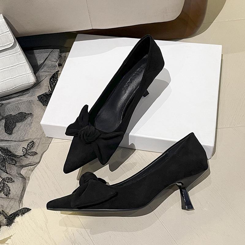 BEIJIANI Women's Pointed Stiletto Heels with Bow - Spring/Autumn Style