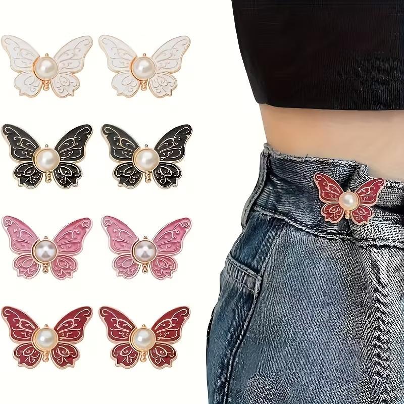 Pack Of 6, Three Colors, Butterfly-Shaped Waist-Cinching Buttons, Detachable, No-Nail-Seam Button Alteration For Jeans Waists.