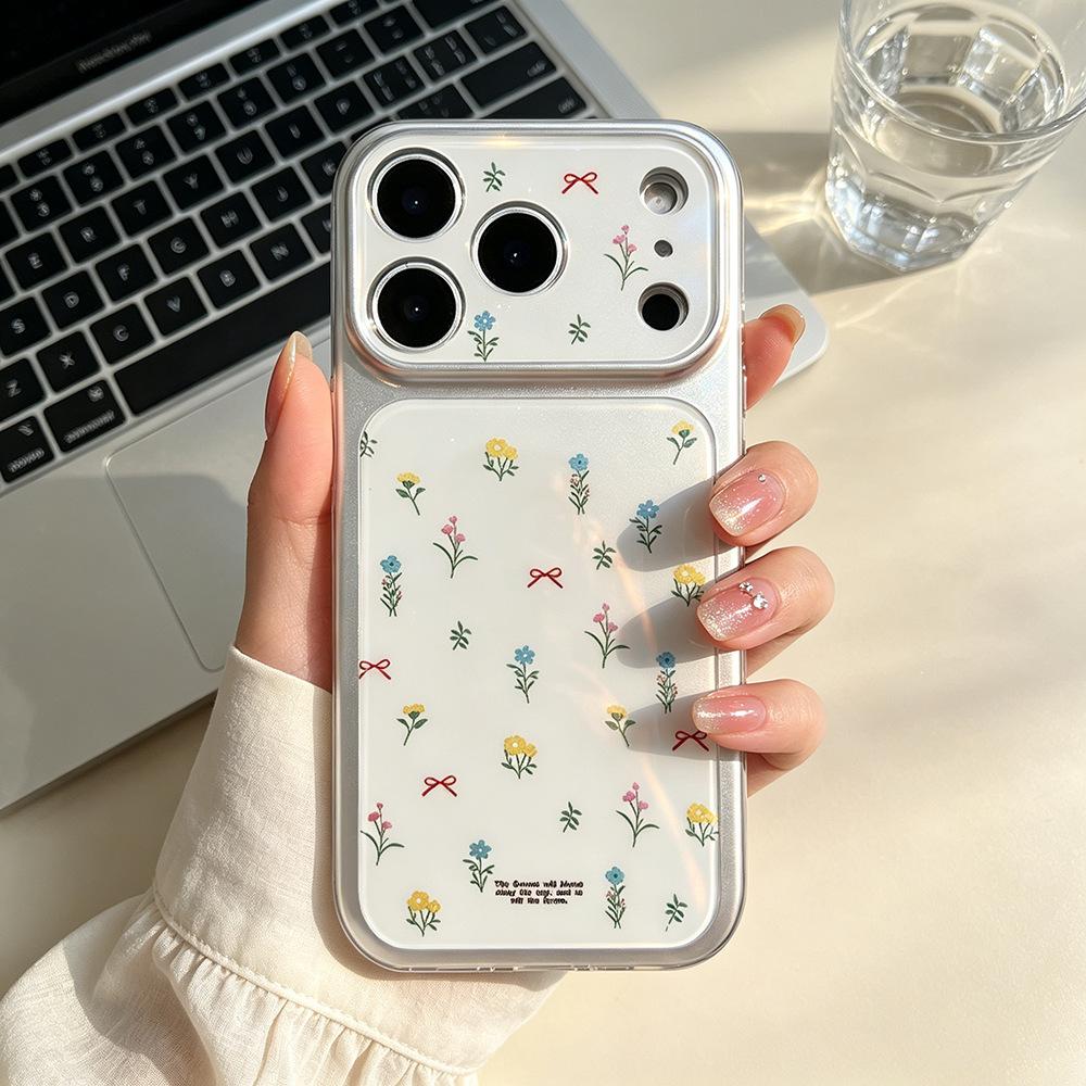 Fresh flowers are suitable for 17pro niche iPhone17Pro premium sense 16 mobile phone case Apple 17 imitation glass woman