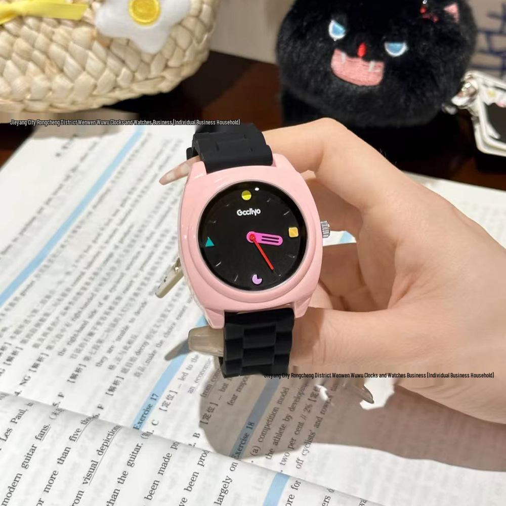 

Женские часы GCCLIYO Дофаминовый Нишевый Цветной Блок Абрикосовые - Весенняя Гора Стиль Xiaohongshu Студенческие Часы