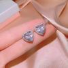 Elegant Full Diamond Heart Jewelry Set: Necklace, Ring & Earrings