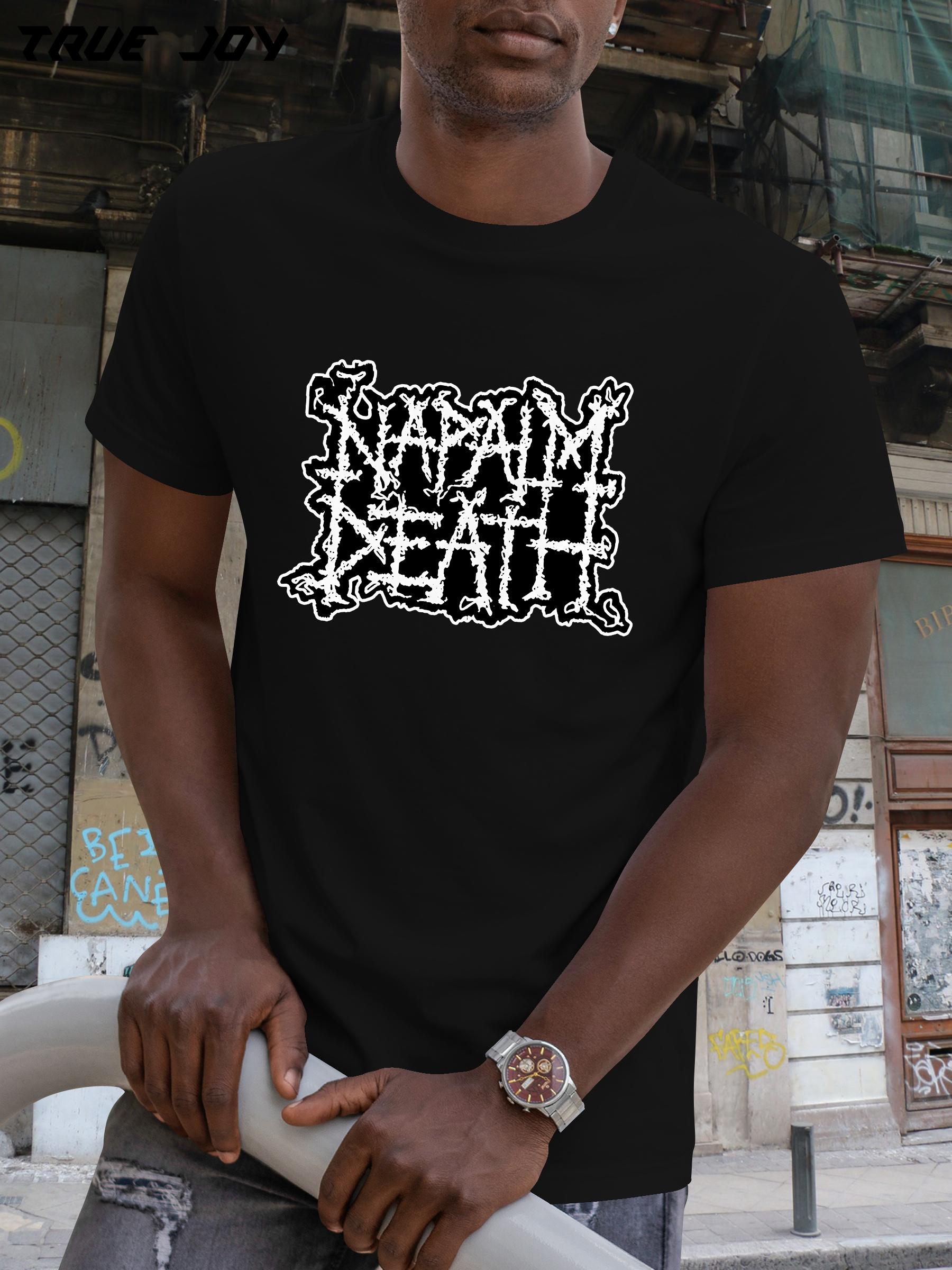 Napalm Death Logo T-shirt - Breathable Quick-Dry Round Neck Casual Tee with Bold Band Graphic Print XXXXL