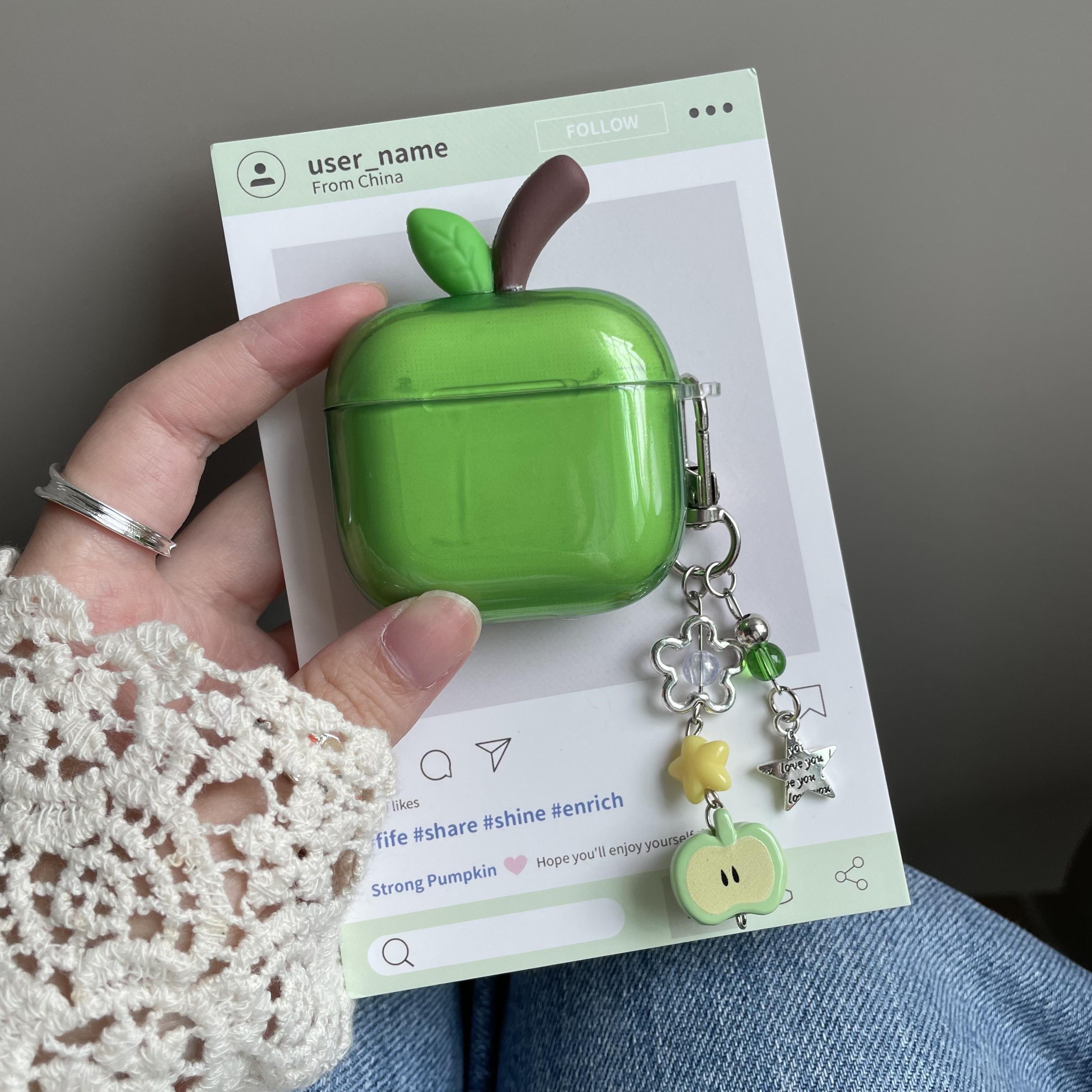 Transparante Rood Groene Appel Oortelefoonhoesje voor AirPods 1 of 2 3 4 Pro 2 3 Air Pods AirPod Pro2 Pro3 Zachte Imd Schattige Cover Hanger For AirPods 3