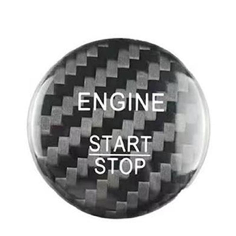Push Start Button Sticker Trim , Carbon Fiber Look Cover with Adhesive Fit Car Interior Engine Start Stop Button Cover