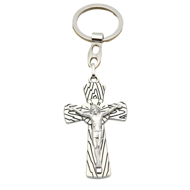 Cross Keychains Key Rings Religious KeyChains For DIY Car Hanging Simple Jewelry Handmade Gift