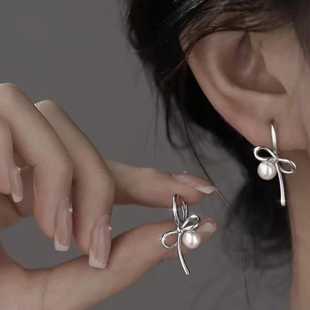 Women's Daily Junior Pearl Ribbon Ring Earrings