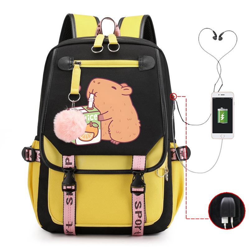 

Милый рюкзак для отдыха и путешествий с принтом капибары и многофункциональным USB-портом no specification