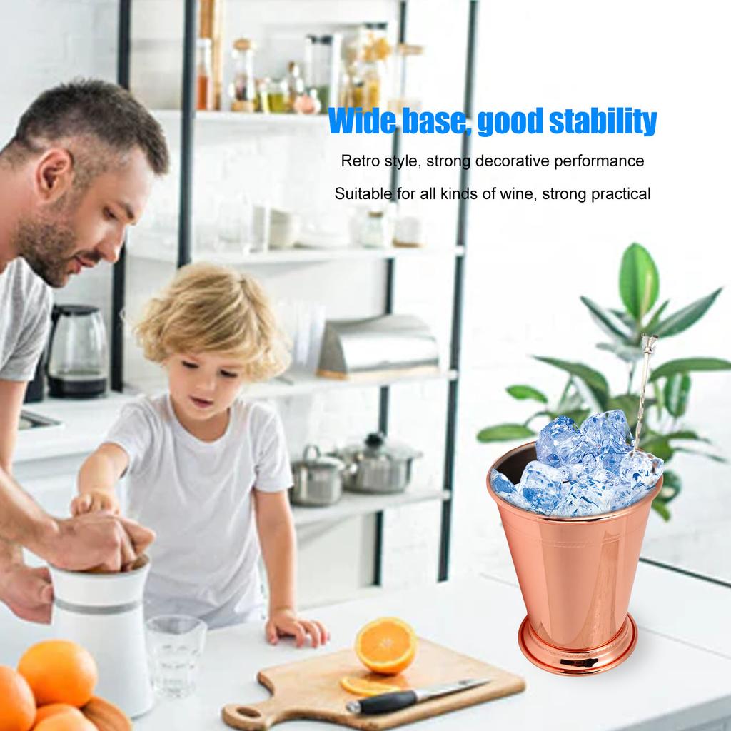 Cup Stainless Steel Elegant Retro High Stability Beaded Mint   Cup for Home