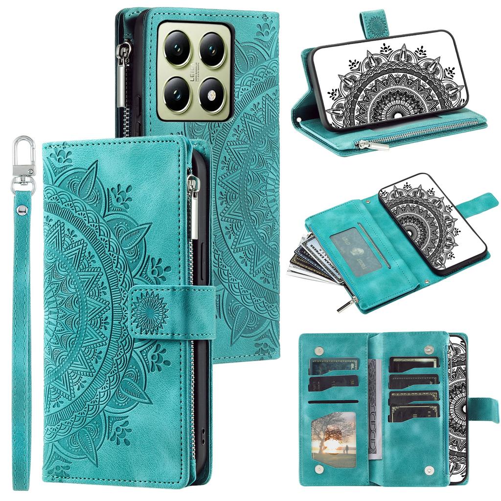 Style 006 For Xiaomi 14T Pro Wallet Case PU Leather Phone Cover Mandala Flower Pattern