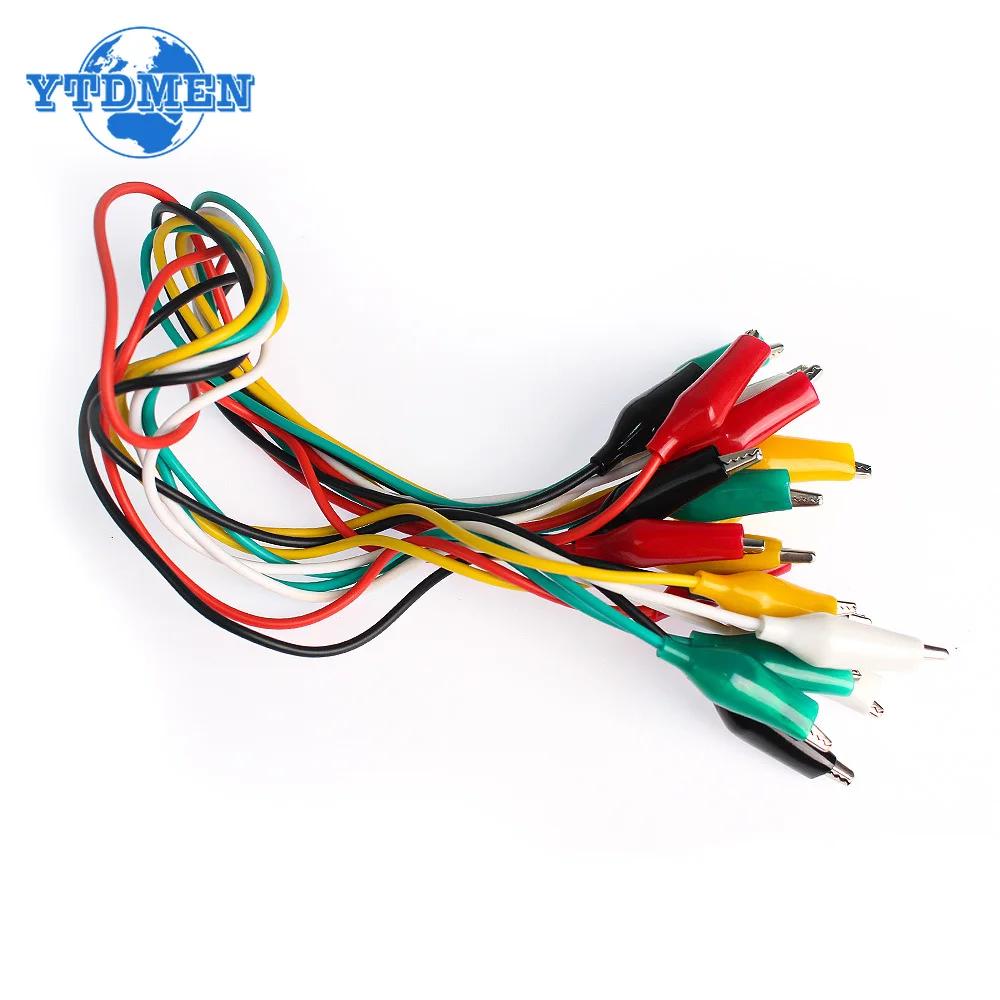1Set/10pcs Alligator Clips Electrical Test Leads Clip 35mm 5 Colors X2pcs Double-ended Crocodile Power Clip Kit DIY