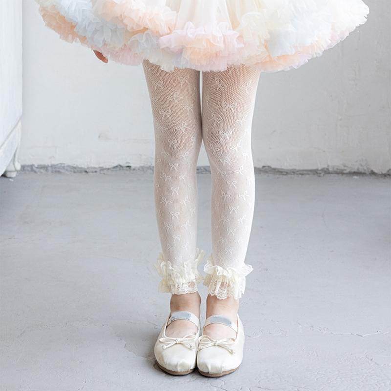 Comfortable Stretch Sweet Tights for Girls Lace Trim Soft Nylon Fabric Leggings Play Outfits Spring Summer