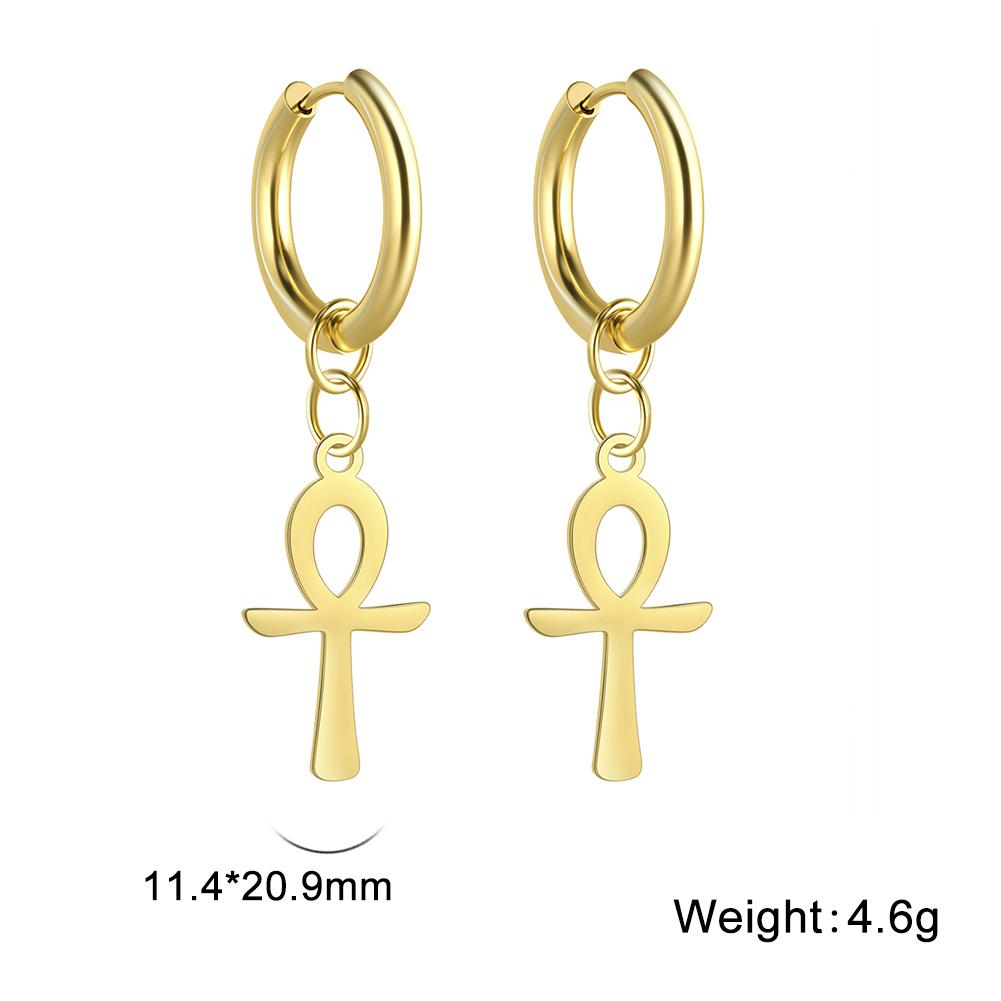 Dawapara Antike Ägyptische Symbol Ohrringe Auge des Horus und Ankh Kreuz Hieroglyphisches Ideogramm Schutz Amulett Edelstahl