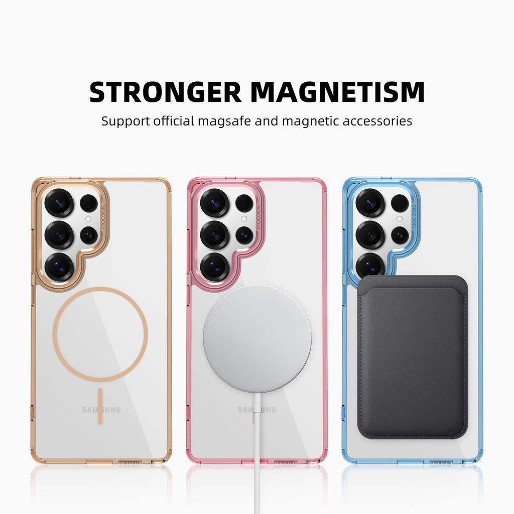 QGeeM For Samsung S24/S25 Plus Ultra phone case magnetic transparent anti drop Samsung S23FE/S24FE A15 A16 A17 A26 protective case for men and wome