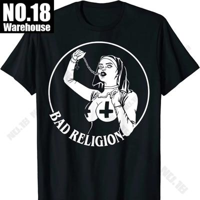 Clásicos Camiseta Religión Monja Mala Hombre Estampado Estética Camiseta Cuello Redondo Manga Corta Verano Casual Hombre Camiseta Cuello Redondo Ropa de Calle