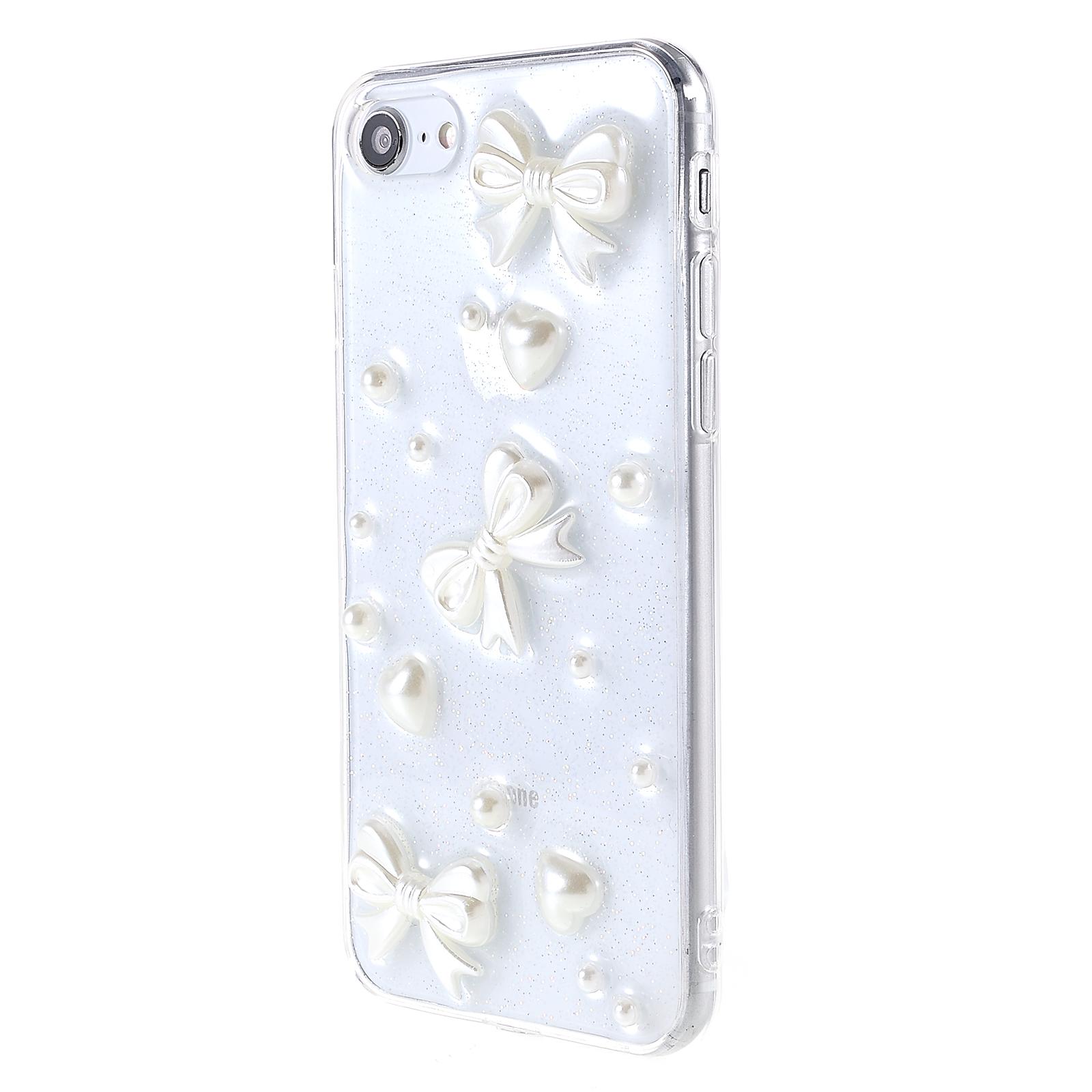 

Epoxy TPU Phone Case for iPhone SE (2022)/SE (2020)/8/7,Artificial Pearls Decoration Transparent Phone Accessory A