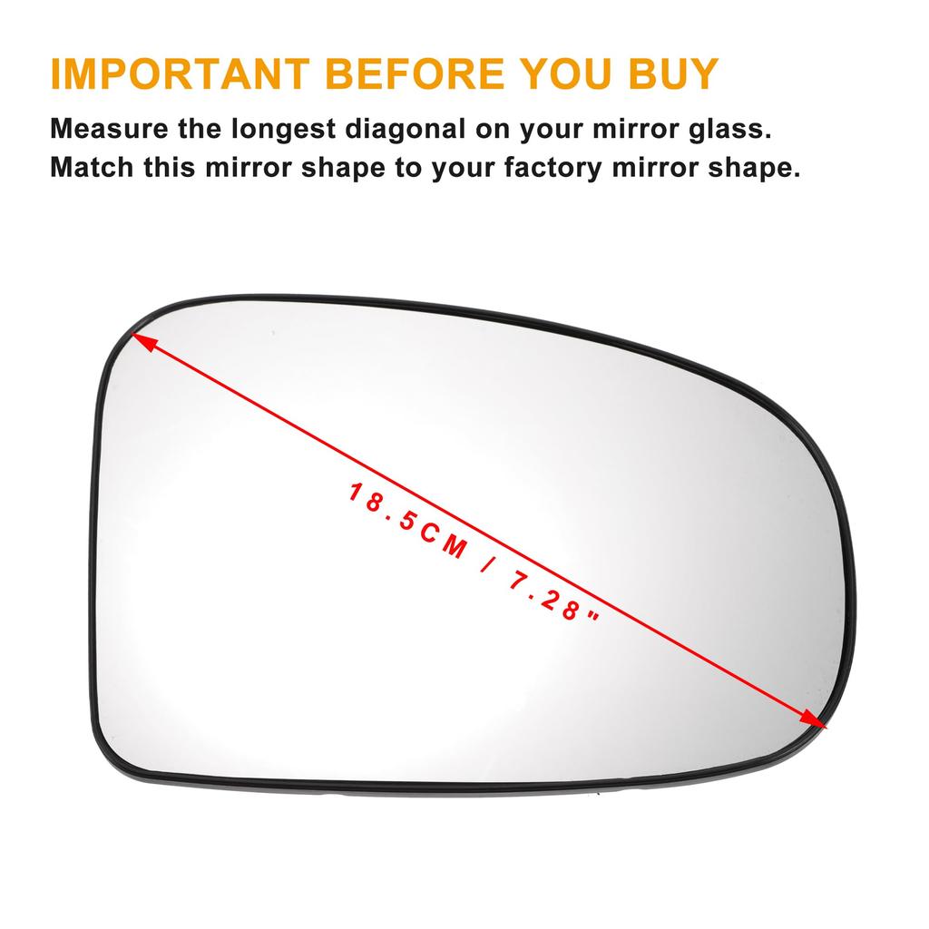 X AUTOHAUX Toyota Right Rear Passenger Side Mirror Glass Replacement W / White Glass