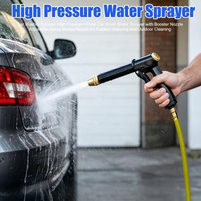 Car Washer Sprayer High Pressure Home Car Wash Water Sprayer with Booster Nozzle Adjustable Spray Modes Nozzle for Garden Watering and Outdoor