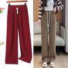 Forest Strip High Waist Drawstring Wide Leg Pants Trousers Women's Trousers Spring and Autumn Pants Mopping Pants Loose Pants Female Mother