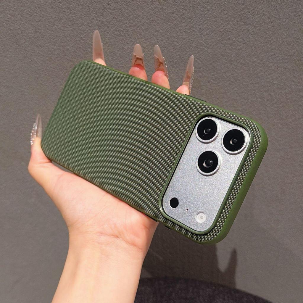 Magnetic Tech Cloth Fabric Phone Case for iPhone 15/16/17 Pro Max with Camera Button Protection.