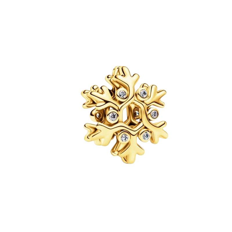 Sparking Gold Plated Charm Beads Dangle Original Snake Fit Copper Bracelet Necklace Beads For Diy Jewelry Women Gift