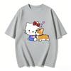 2026 Hello Kitty Cartoon Printed Short Sleeve Summer Cotton Tshirt Womens Family Matching Outfits Tops Tee Highquality Tops