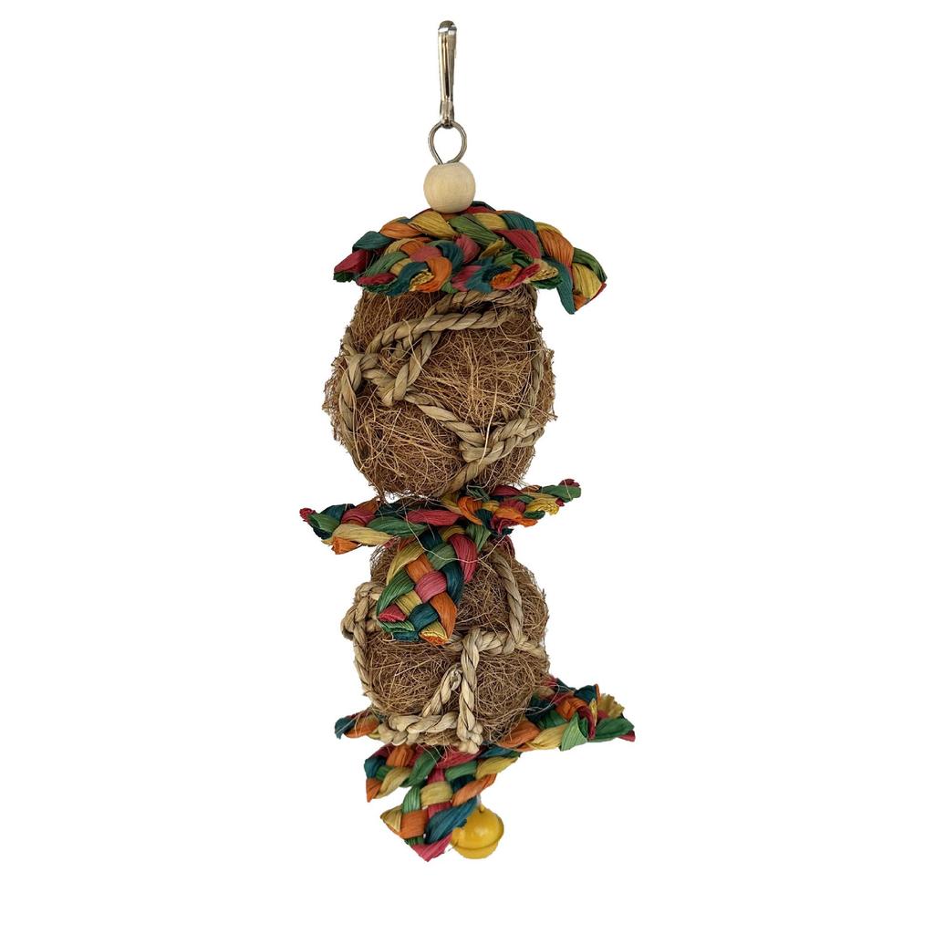 Coconut Fiber Ball String Toy for Parrots - Stress Relief and Teeth Grinding Accessory for Cockatiels, Budgies, and African Greys