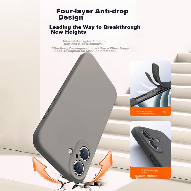 (NEYAA) IPhone 16 Case, IPhone 16 Protective Cover, Full Lens Protection, Liquid Silicone, Ultra-Thin, Shockproof, Simple Soft, Graphite Gray