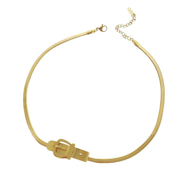 Metal Belt Buckle Collarbone Necklace Short Choker Collarbone Chain Fashion Wild Necklace Jewelry Gift