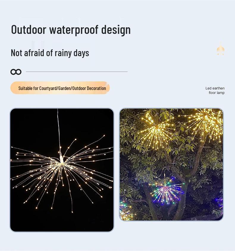 Solar-Powered Dandelion Firework LED Lights with Remote Control for Camping