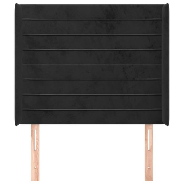VidaXL Tête de lit avec oreilles Noir 103x16x118-128 cm Velours3119764