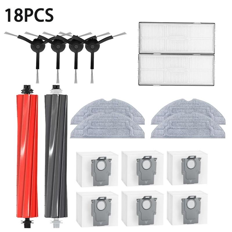 24 pieces of accessories for Roborock S8 / S8+ suction robot with 2 main brushes 6wipes 6 filters 6side brushes 6cleaning brush