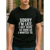 European Sizes Fun Self-mocking Text Men's Printed Short-sleeved Shirt, New Trendy Men's Wear