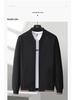 Men's Plus Size Raglan Sleeve Baseball Jacket - Stand Collar, Velvet Lined for Spring, Autumn, and Winter. Casual Business Style Outerwear.