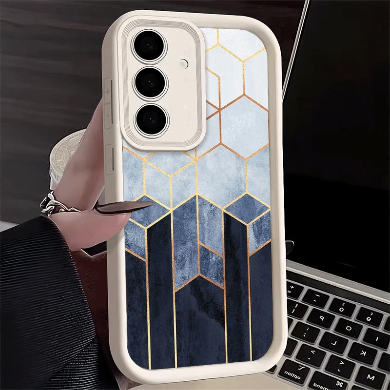 Phone Case for Samsung Galaxy S26 S25 Ultra S24 FE Geometric Marble Pattern Shell S23 Plus S22 + S21 S20 5G Soft Silicone Funda