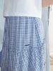 Etmont Check Frill Tiered Skirt, Navy