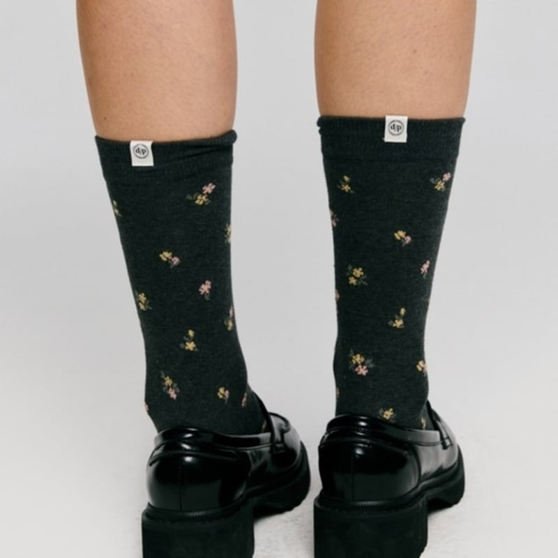 DEPOUND Flower Pattern Socks - Charcoal