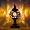 Marrakech Turkish Moroccan Table Lamp with Bronze Base, Tiffany Style Colorful Handmade Mosaic Glass, 11" High Bedside Night Lamps for Bedroom