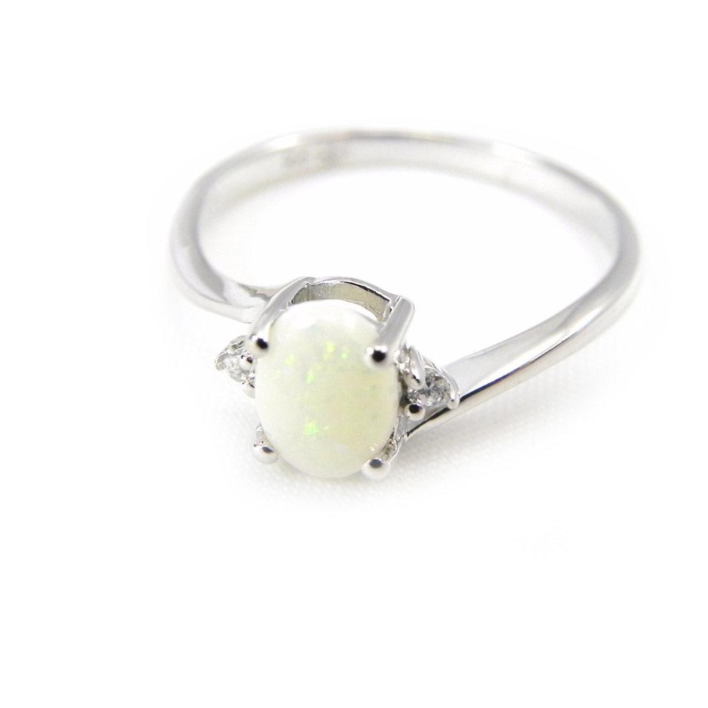 Inel de argint 'Goddess Opal' Argint alb (rodiu) - 7 mm