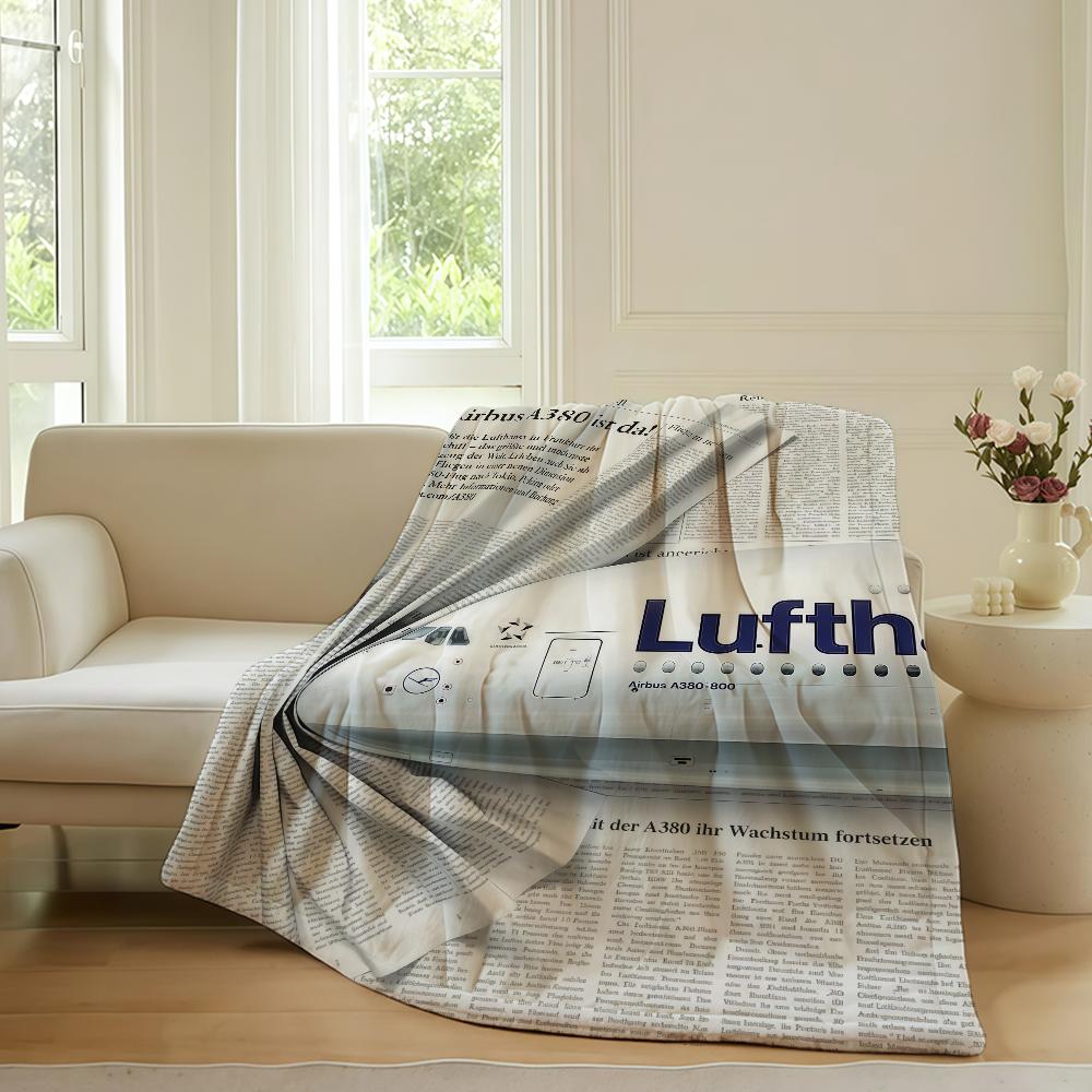

Fashion print L Lufthansa Blanket For Sofa Office Bed Plane Travel Sleep Read Relax Camping Soft And Warm 180x230cm
