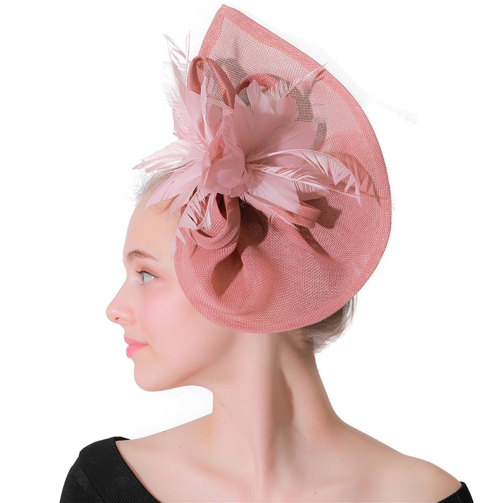Europe And The United States New Feather Hairpin Bridal Hair Accessories Banquet Party Performance Hemp Hat Ball Headdress
